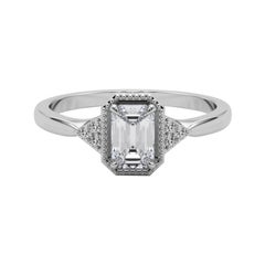 GIA 1.21 Carat Milgrain Emerald Geometric Bezel (lunette géométrique en forme d'émeraude)  Bague en diamant