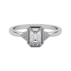 GIA 1.21 Carat Milgrain Emerald Geometric Bezel Diamond Ring