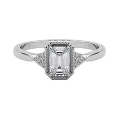 GIA 1.21 Carat Milgrain Emerald Geometric Bezel  Diamond Ring