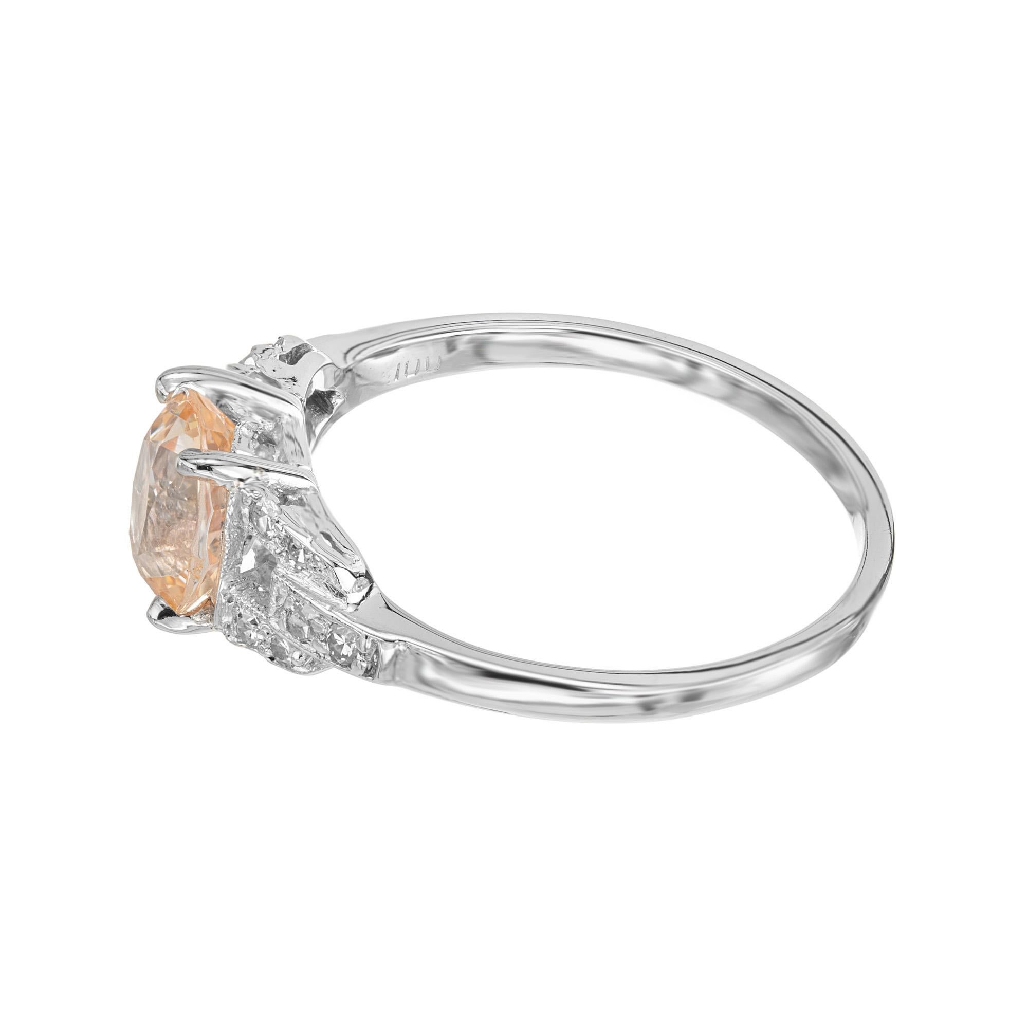 Anello di fidanzamento in platino con diamante e zaffiro giallo arancio naturale da 1,21 carati in vendita 1