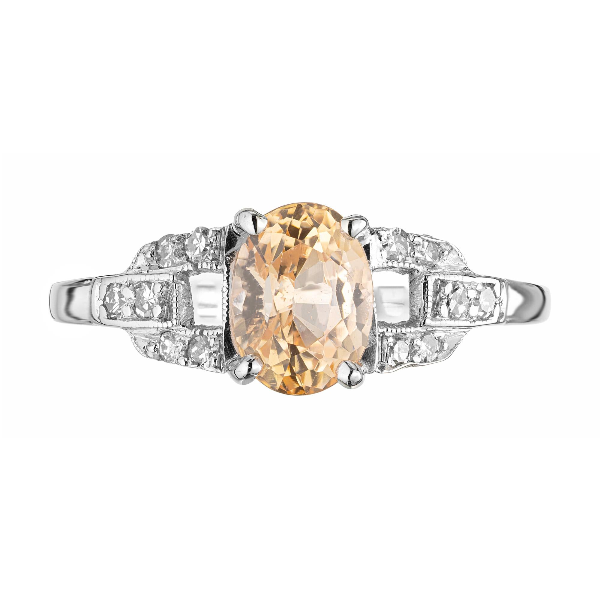 Anello di fidanzamento in platino con diamante e zaffiro giallo arancio naturale da 1,21 carati in vendita 3