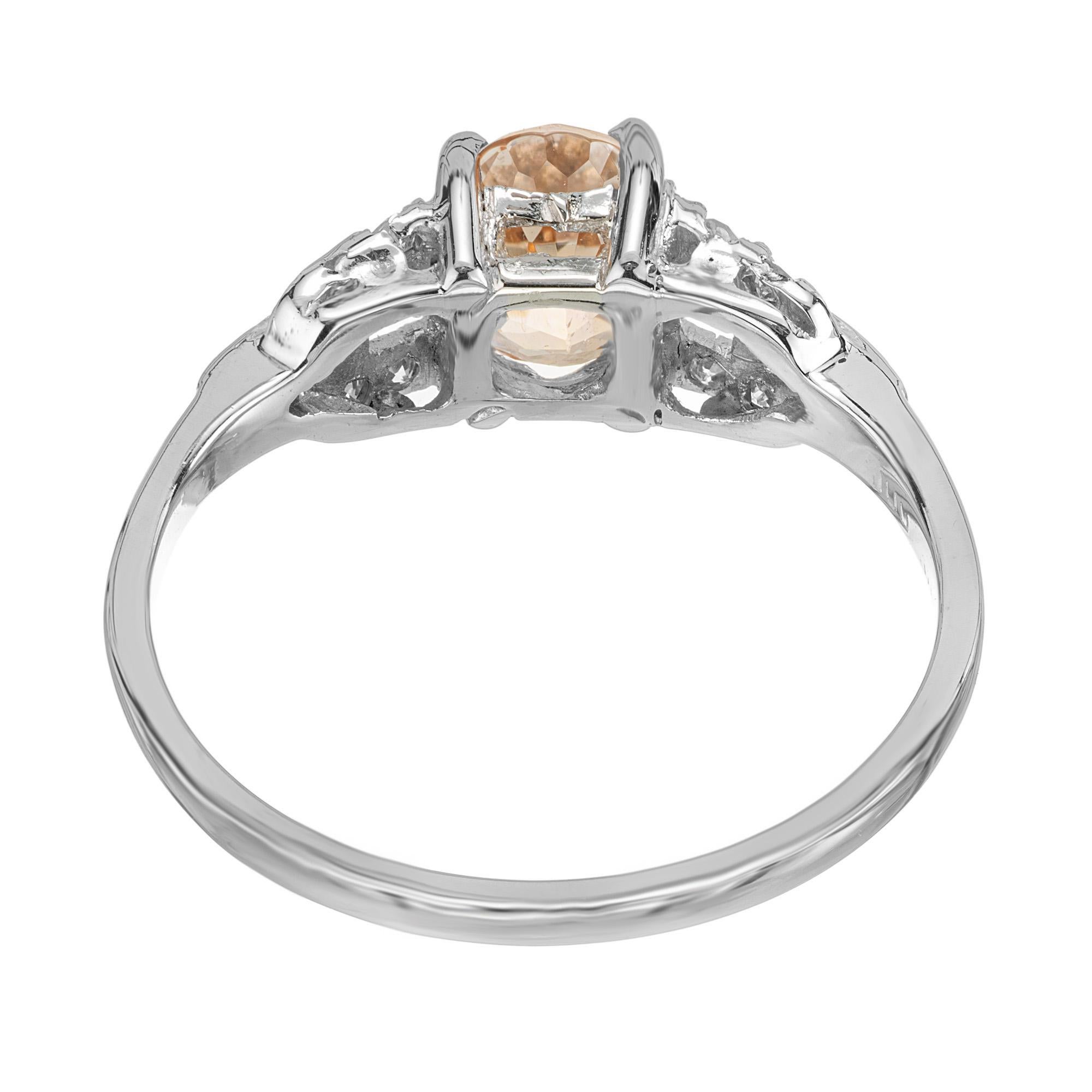 Anello di fidanzamento in platino con diamante e zaffiro giallo arancio naturale da 1,21 carati in vendita 4