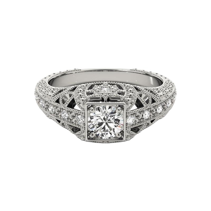 GIA 1.21 Carati Principessa Milgrain Traforato Antico  Anello con diamante