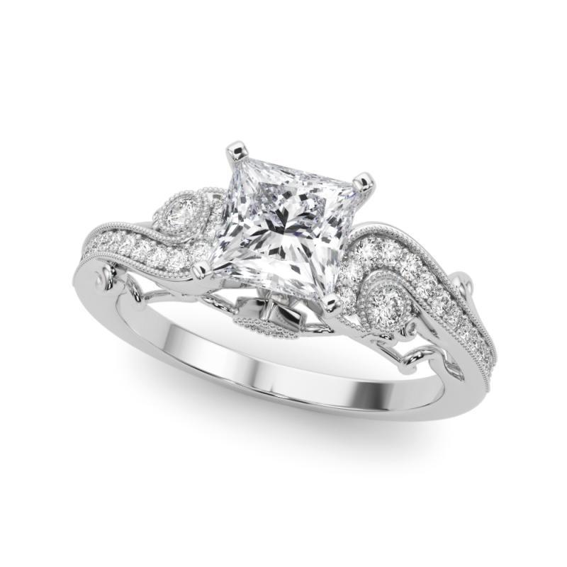 GIA 1,21 Karat Prinzessin mit drei geschwungenen Bypass-Steinen  Diamantring (Carréschliff) im Angebot