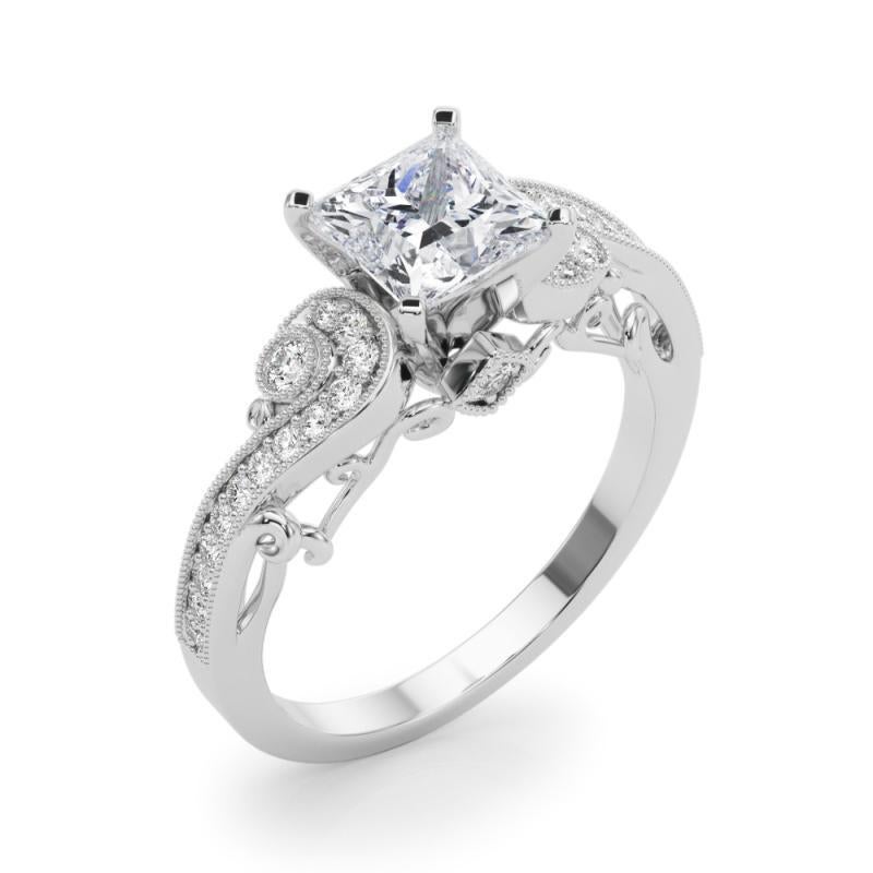 GIA 1,21 Karat Prinzessin mit drei geschwungenen Bypass-Steinen  Diamantring Damen im Angebot