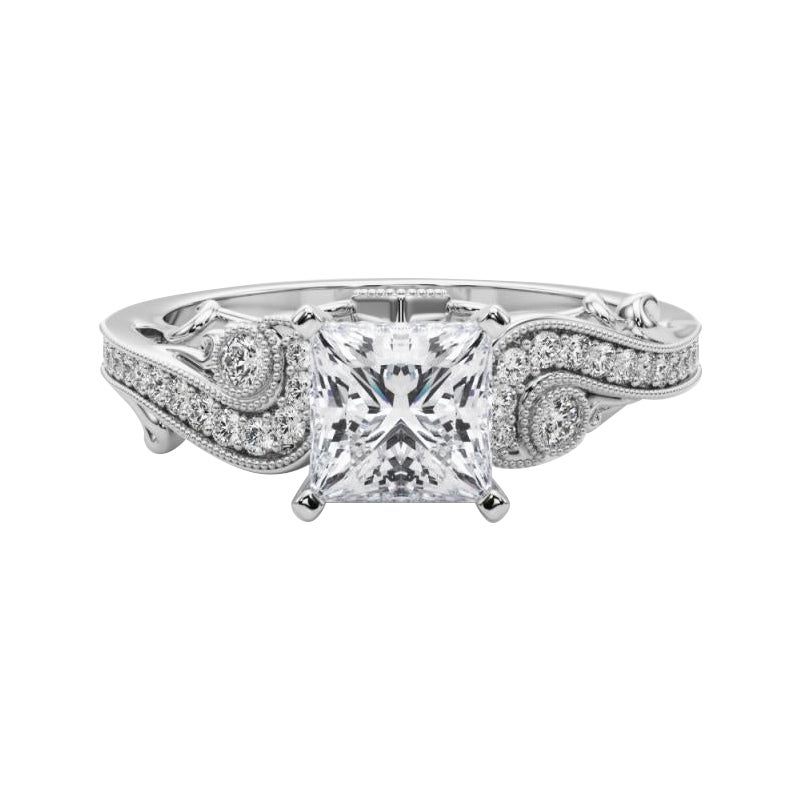 GIA 1,21 Karat Prinzessin mit drei geschwungenen Bypass-Steinen  Diamantring