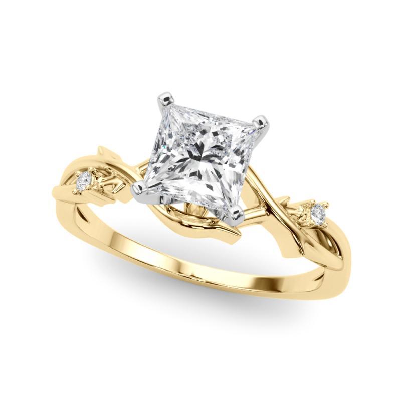GIA 1,21 Karat Prinzessin Rebe Band Nature inspiriert 18K Gelbgold Diamantring (Carréschliff) im Angebot