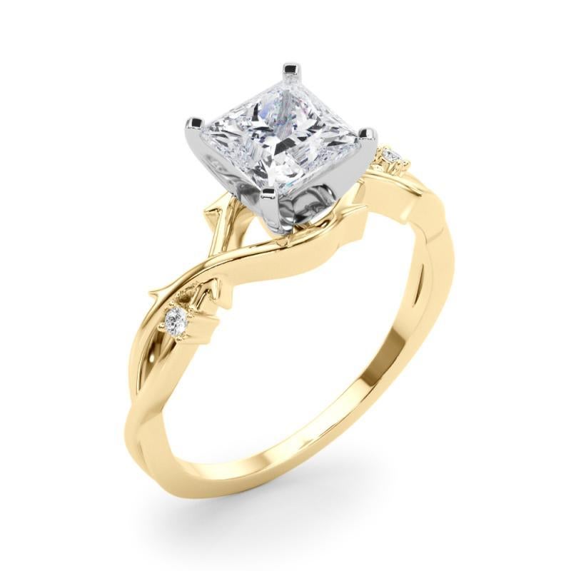 GIA 1,21 Karat Prinzessin Rebe Band Nature inspiriert 18K Gelbgold Diamantring Damen im Angebot