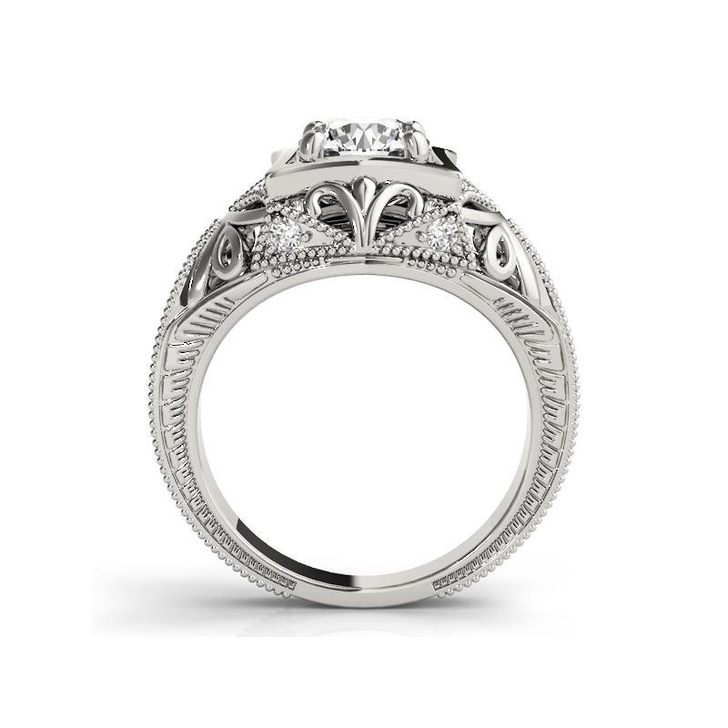 GIA Anello con diamante rotondo da 1,21 carati con incisione Tropicale in oro bianco 18 carati In condizioni Nuovo in vendita a New York, NY