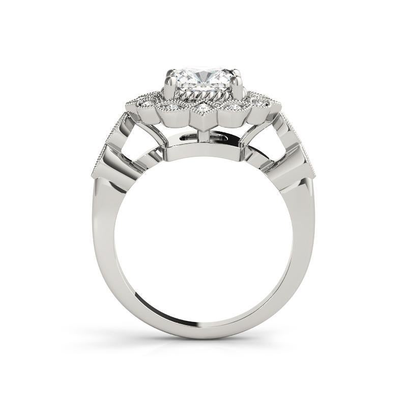 GIA 1,21ct Cuscino Milgrain Anello con diamante aureolato a corda ritorta In condizioni Nuovo in vendita a New York, NY