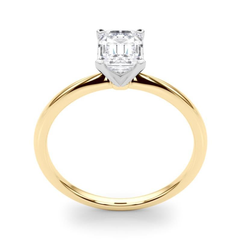 Donna GIA 1,21ct Smeraldo Slim Band con solitario incastonato in oro giallo 18 carati in vendita