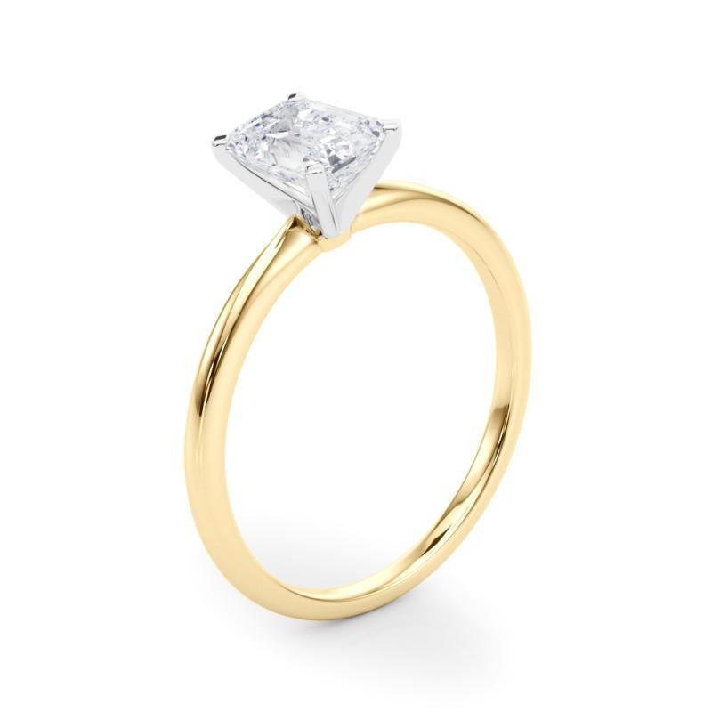 GIA 1,21ct Smeraldo Slim Band con solitario incastonato in oro giallo 18 carati in vendita 1