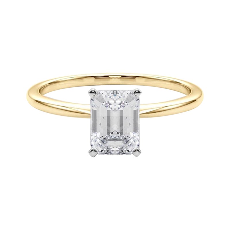 GIA 1,21ct Smaragd Slim Band Prong Set Solitär 18K Gelbgold Diamantring