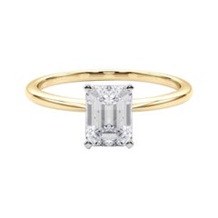 GIA 1,21ct Smeraldo Slim Band con solitario incastonato in oro giallo 18 carati