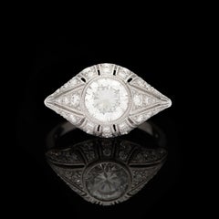 GIA 1.21 Carat F/VS2 Round Brilliant Diamond French Platinum Ring