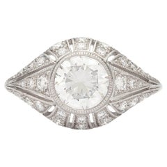 GIA 1.21 Carat F/VS2 Round Brilliant Diamond French Platinum Ring
