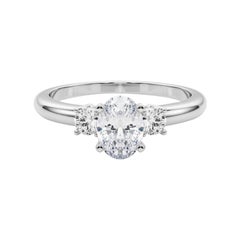 GIA 1.21ct Oval 3-Stone Past, Present & Future 18K White Gold Diamond Ring