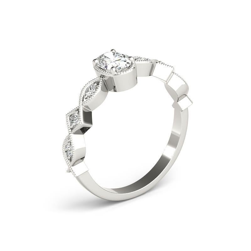 GIA 1.21ct Oval Art Deco Mixed-Cut Geometric Bezel White Gold Diamond Ring (bague en or blanc avec chaton) Pour femmes en vente