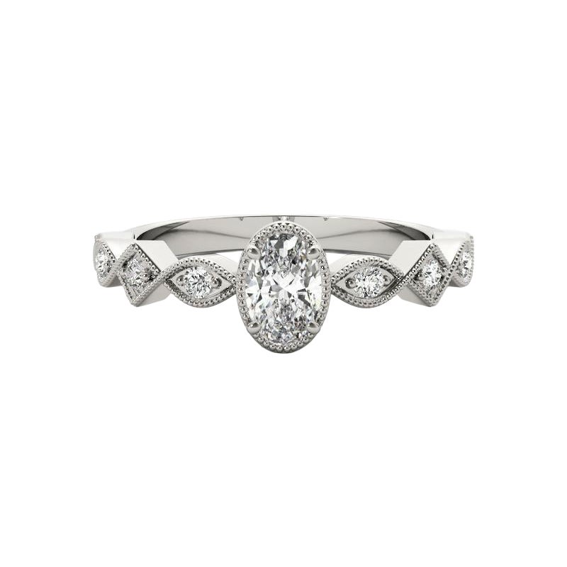 GIA 1.21ct Oval Art Deco Mixed-Cut Geometric Bezel White Gold Diamond Ring (bague en or blanc avec chaton)