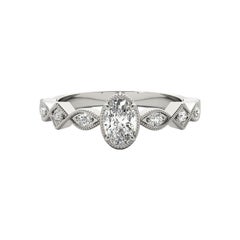 GIA 1.21ct Oval Art Deco Mixed-Cut Geometric Bezel White Gold Diamond Ring (bague en or blanc avec chaton)