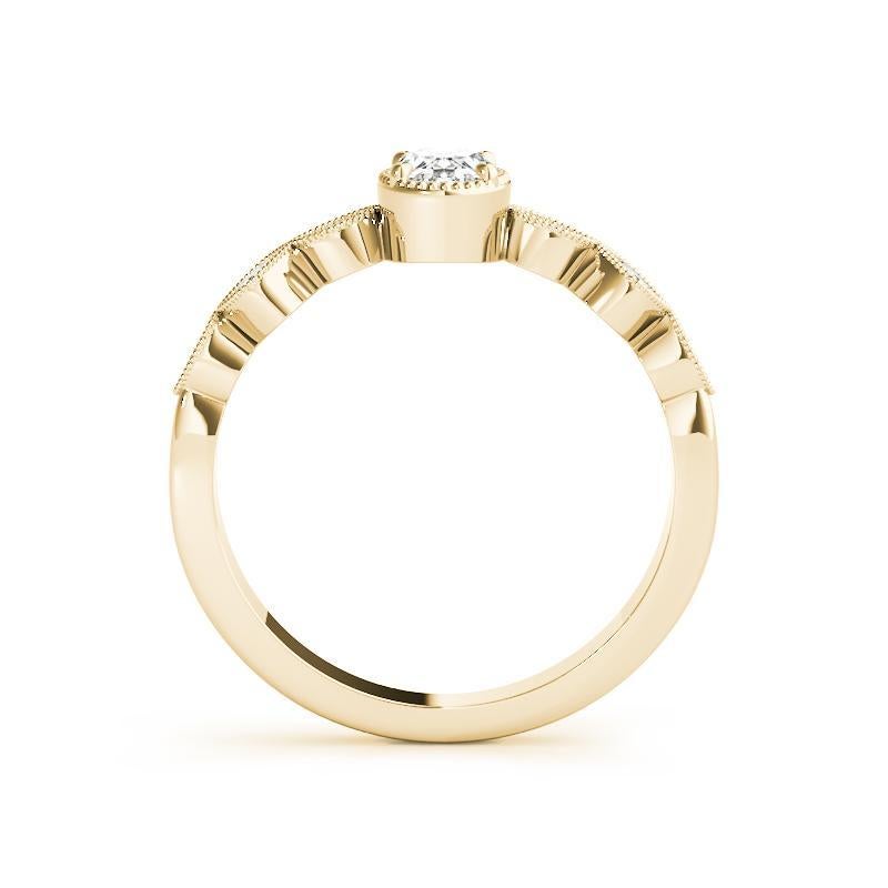 GIA Anillo de diamantes de oro amarillo de 18 quilates, engastado en bisel oval de 1,21 quilates, con varias piedras milgrain en Nuevo estado para la venta en New York, NY