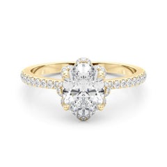 GIA 1.21ct Oval Multi-Petal Flower Bloom Vintage Yellow Gold Diamond Ring