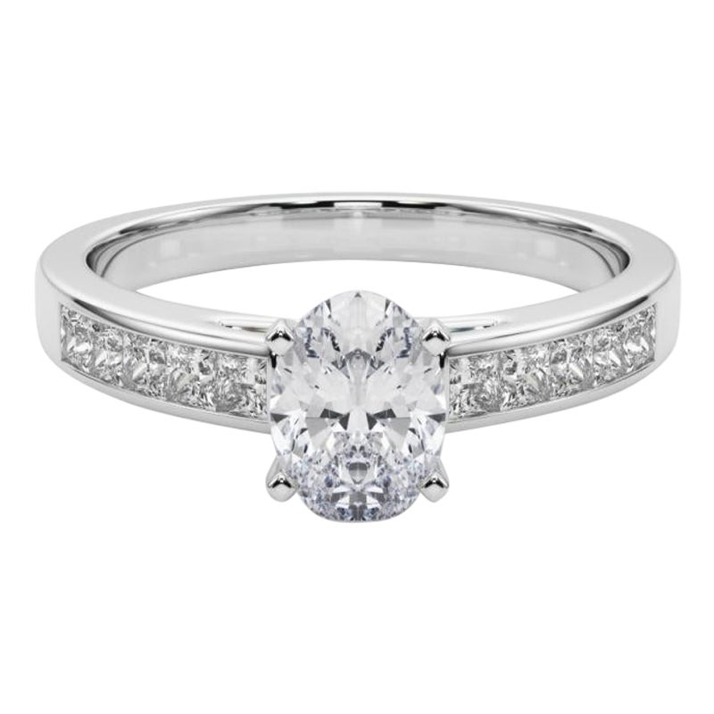 GIA 1.21ct Anello con diamante ovale Princess Channel Solitario Centrale