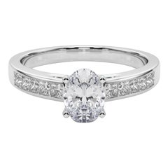GIA 1.21ct Anello con diamante ovale Princess Channel Solitario Centrale