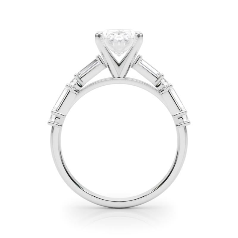 GIA 1,21ct Oval Runde & Baguette Channel Band 18K Weißgold Diamantring im Zustand „Neu“ im Angebot in New York, NY