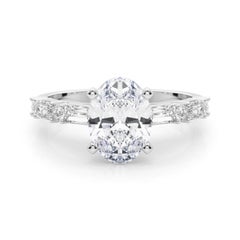 GIA 1,21ct Oval Runde & Baguette Channel Band 18K Weißgold Diamantring