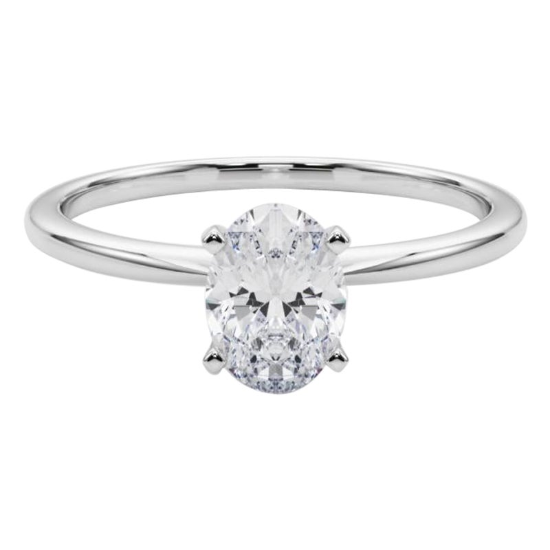 GIA 1,21ct Ovale Slim Band con solitario incastonato  Anello con diamante