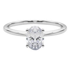 GIA 1,21ct Ovale Slim Band con solitario incastonato  Anello con diamante