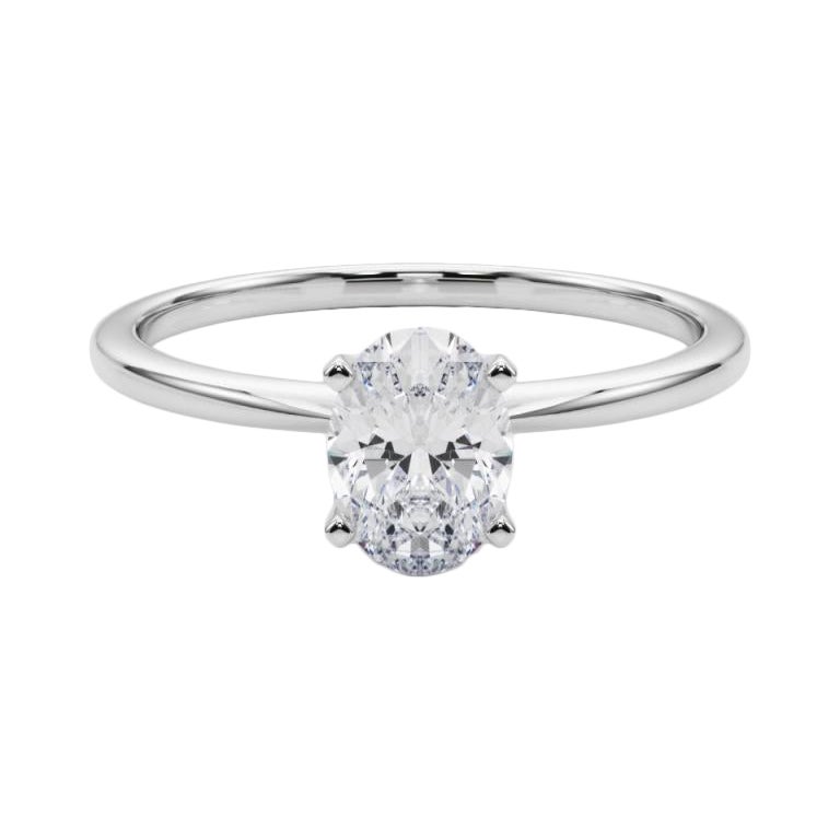 GIA 1,21ct Ovale Slim Band con solitario incastonato  Anello con diamante