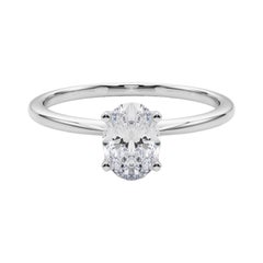 GIA 1,21ct Ovale Slim Band con solitario incastonato  Anello con diamante