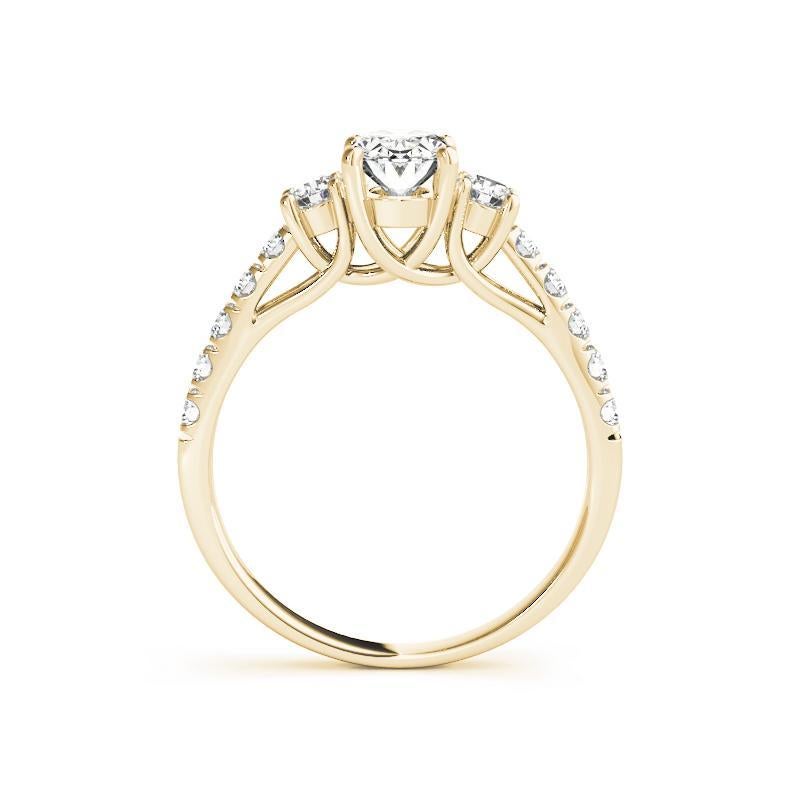 GIA 1.21ct Oval Three-Stone Trellis Prong Pave 18K Yellow Gold Diamond Ring (bague à diamants en or jaune 18K) Neuf - En vente à New York, NY