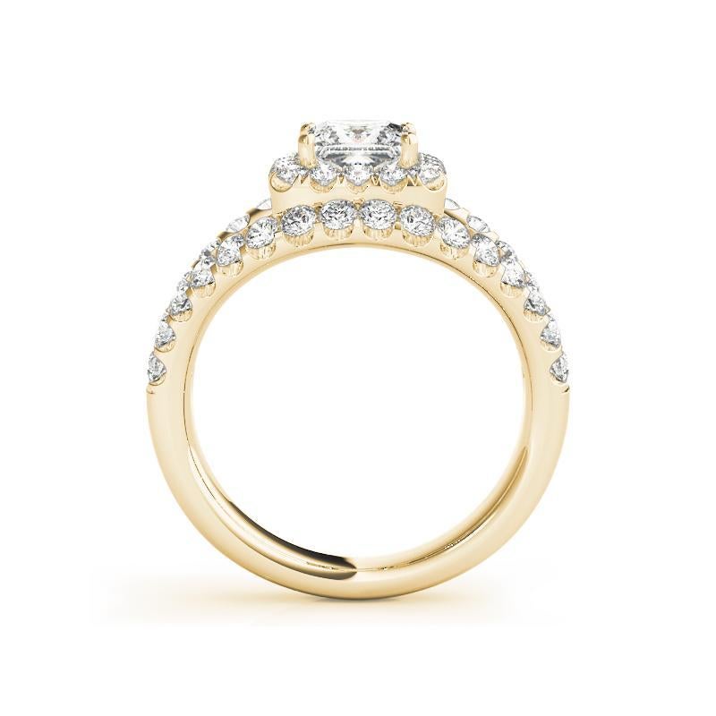 GIA 1.21ct Princess Halo Split Shank Double Band 18K Yellow Gold Diamond Ring Neuf - En vente à New York, NY