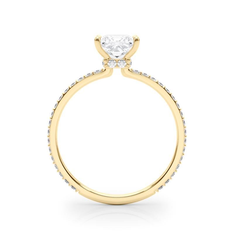 GIA 1,21ct Anello di diamanti in oro giallo 18 carati con aureola nascosta, quadrato e principessa In condizioni Nuovo in vendita a New York, NY