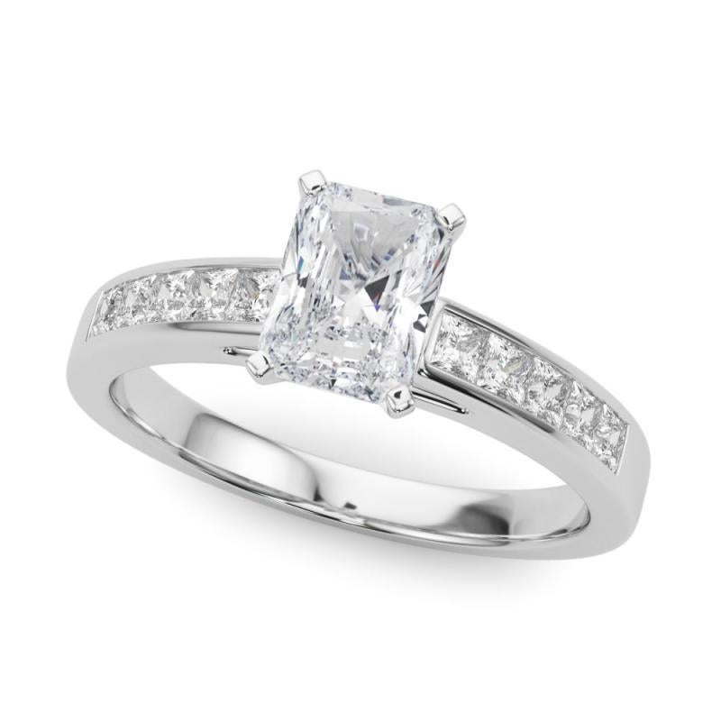 Radiant Cut GIA 1.21ct Radiant Princess Channel Solitaire Center White Gold Diamond Ring For Sale