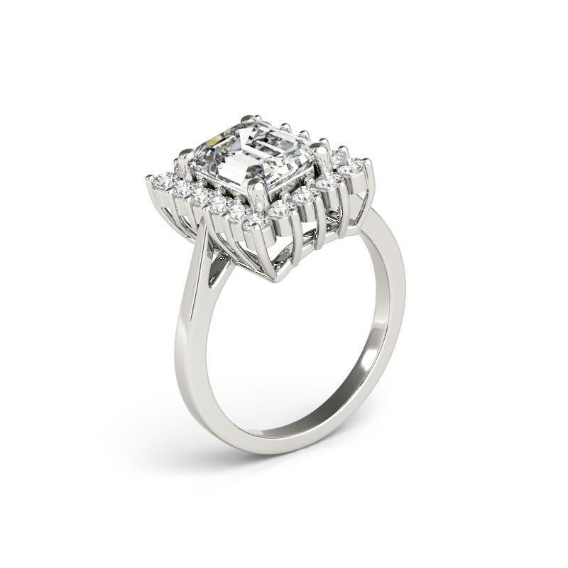 GIA 1,21ct Radiant Rechteckig Halo Jahrestag  Diamantring im Angebot 1