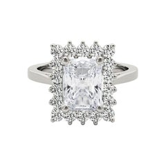 GIA 1,21ct Radiant Rechteckig Halo Jahrestag  Diamantring