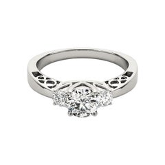 GIA 1.21ct Round 3-Stone Open Gallery Infinity 18K White Gold Diamond Ring