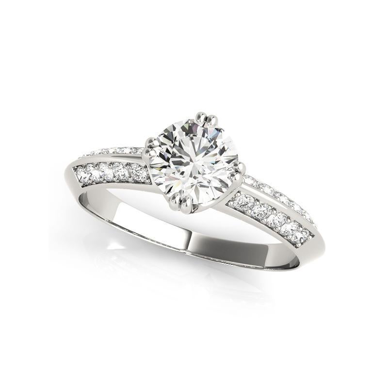 Taille ronde GIA 1.21ct Round Double Channel Knife Edge Band  Bague en diamant en vente