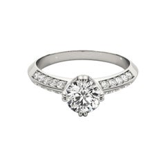 GIA 1.21ct Round Double Channel Knife Edge Band  Diamond Ring