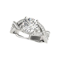 GIA 1.21ct Round Milgrain Infinity Symbol Pave  Diamond Ring