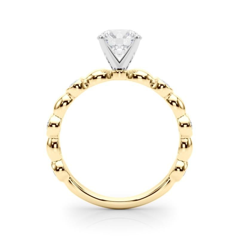 GIA 1.21ct Round Side Stone Bezel Band Solitaire Yellow Gold Diamond Ring For Sale 1