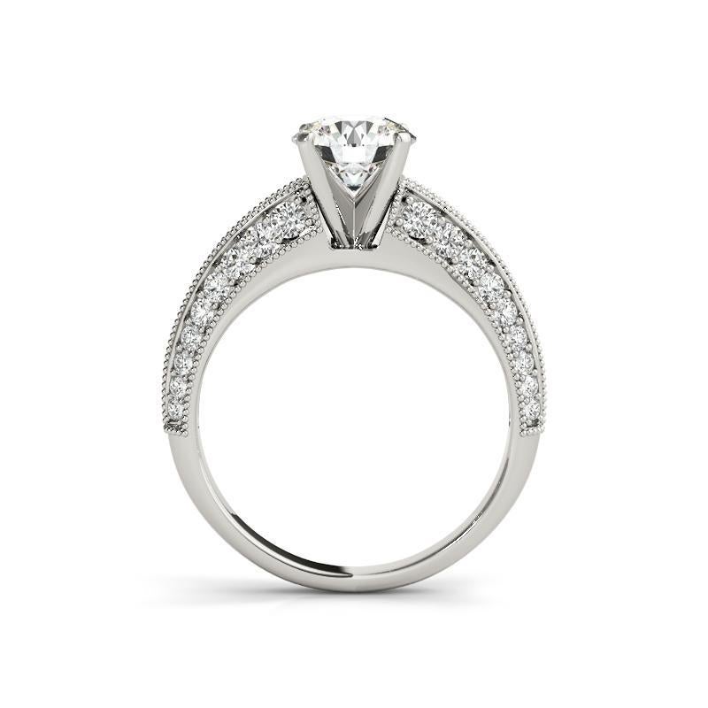 GIA 1,21 ct Anillo de diamantes redondo solitario y en canal de oro blanco de 18 quilates con filo de navaja Corte redondo en venta