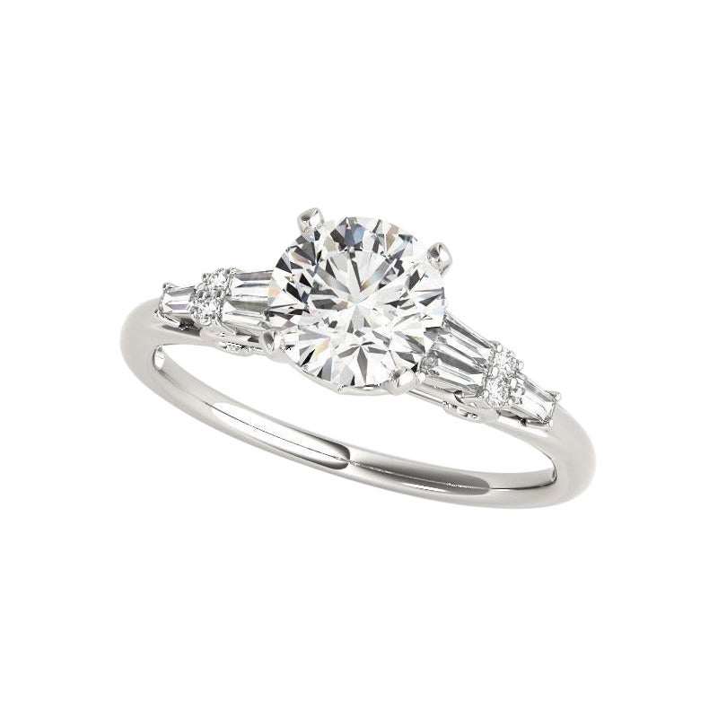 GIA 1.21ct Round Solitaire & Tapered Baguette Multi-Stone Diamond Ring