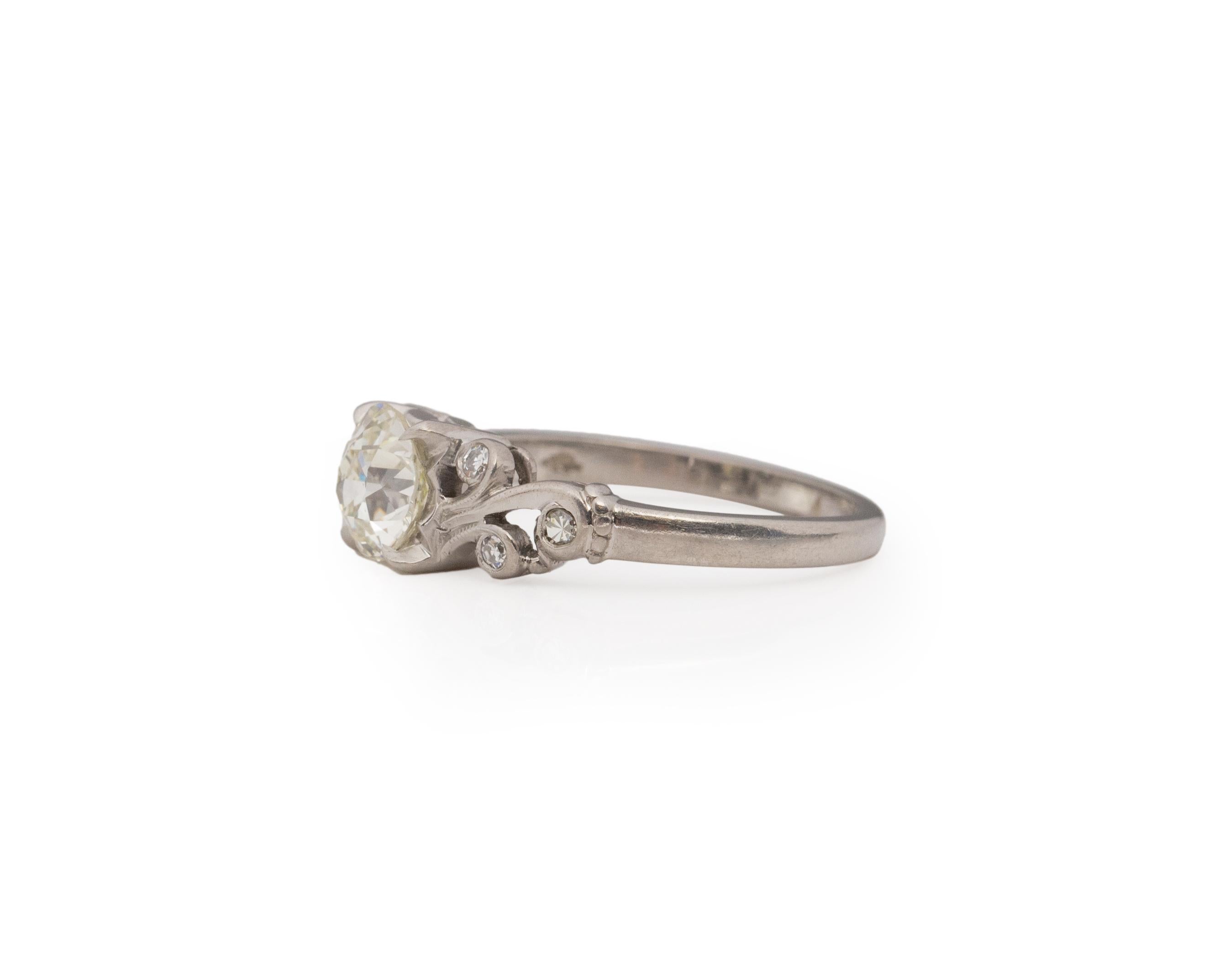 Verlobungsring, GIA 1,22 Karat Art Deco Diamant Palladium (Art déco)