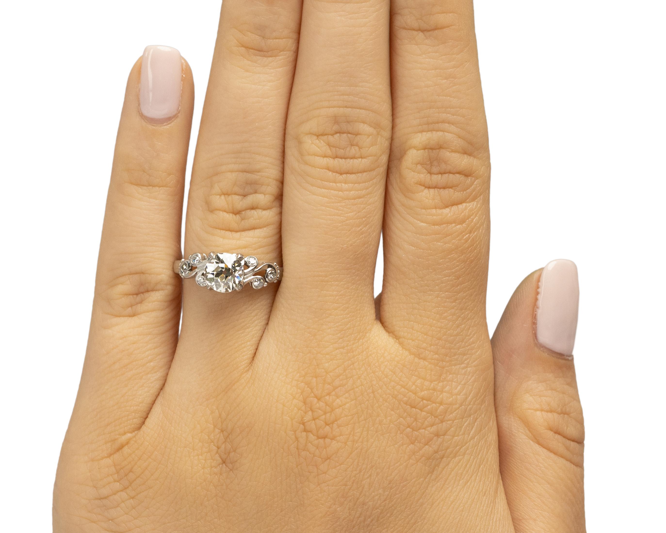 Verlobungsring, GIA 1,22 Karat Art Deco Diamant Palladium im Zustand „Gut“ in Hicksville, NY
