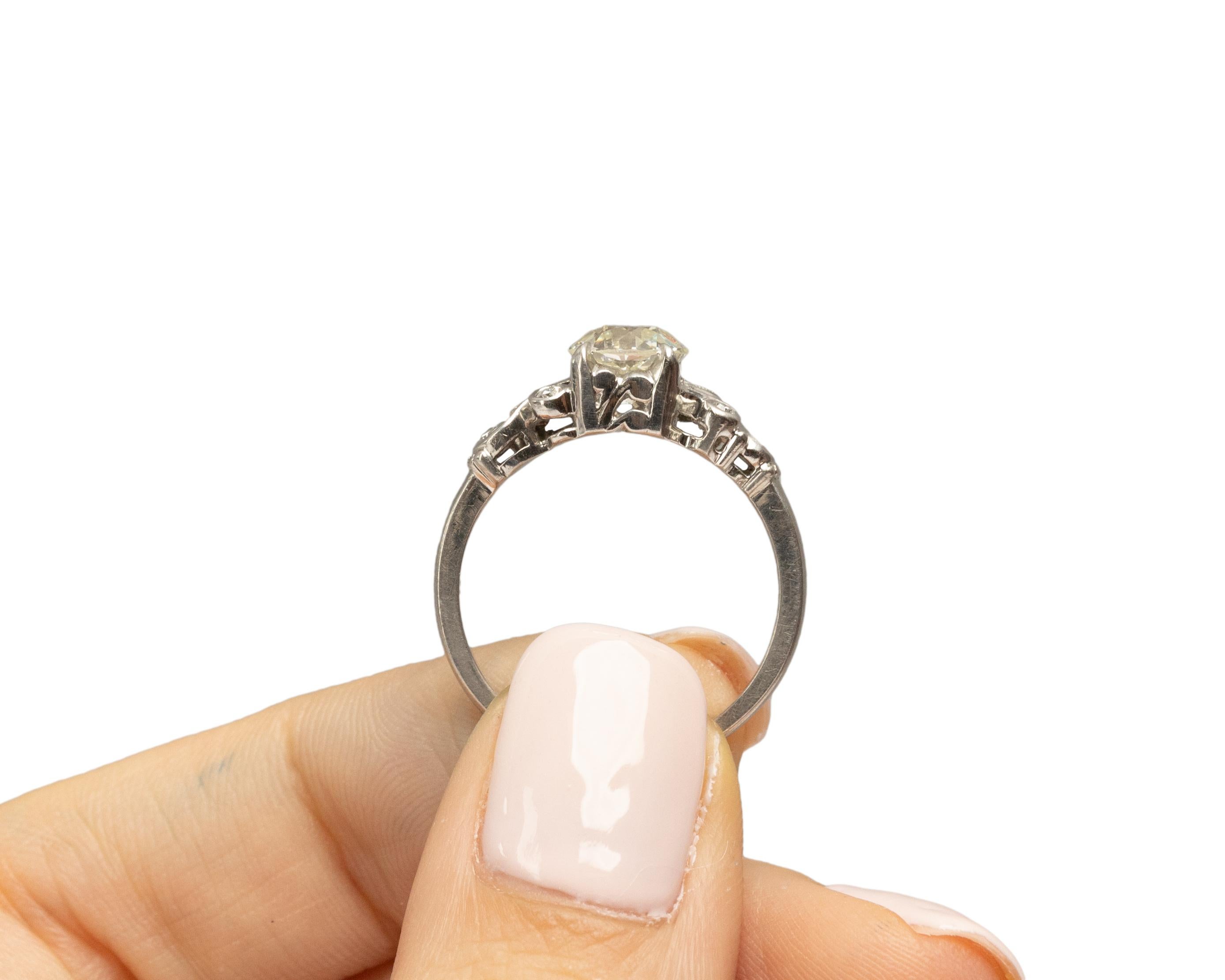 Verlobungsring, GIA 1,22 Karat Art Deco Diamant Palladium 2